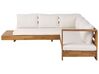 Left Hand 5 Seater Acacia Wood Garden Corner Sofa Set White MARETTIMO_794661