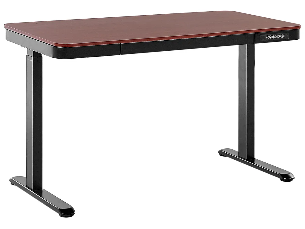 Biurko regulowane elektrycznie KENLY 120 cm 60 cm Z portem USB Ciemnobrązowy