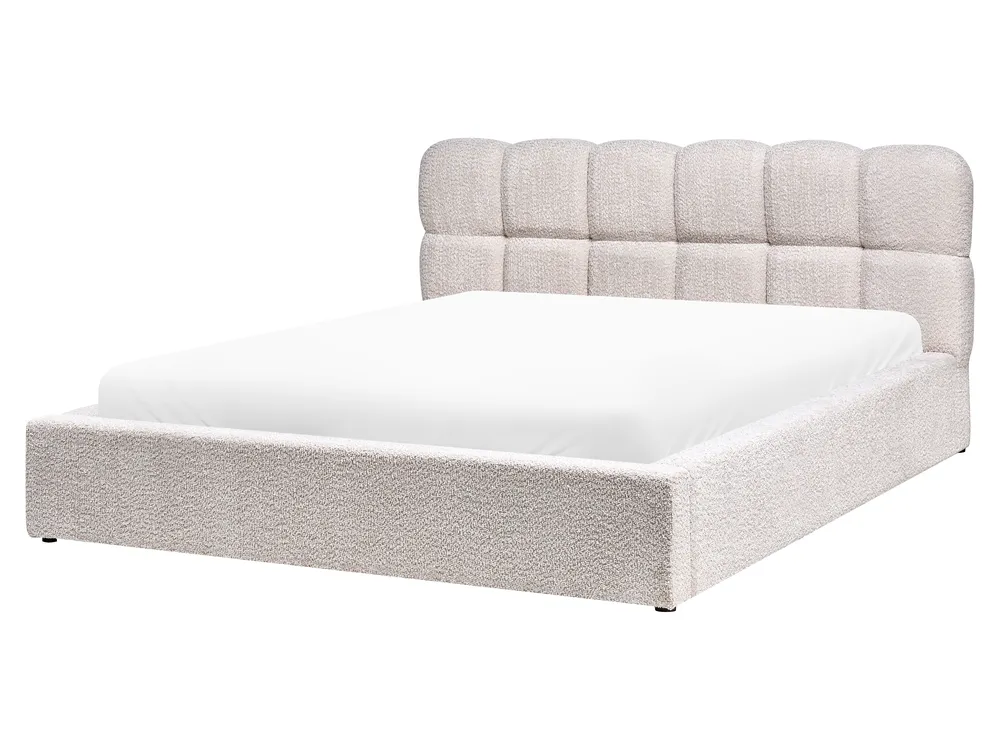Ottoman Bed BASTON Boucle Light Beige 160 x 200 cm (EU King Size)_996987