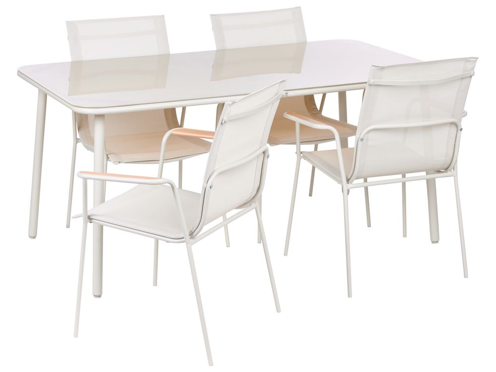 Set da pranzo da giardino 4 posti CARAVINO Metallo Beige chiaro