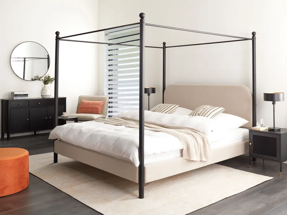 Boucle Canopy Bed Taupe DANNEMOIS