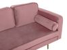 Chaise-longue à direita em veludo rosa MIRAMAS_754018