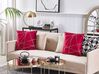 2 welurowe poduszki dekoracyjne w geometryczny wzór 45 x 45 cm czerwone PINUS_810596