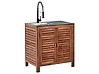 Armario de cocina exterior con fregadero BRUCOLI Marrón/Negro Madera de acacia