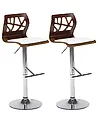 Conjunto de 2 sillas de bar PETERSBURG giratoria Piel sintética Blanco/Plateado