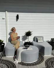 Garden Lounge Set with Table 2 Seater FABRO Modular Light Grey_1017812