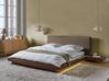 Bed with LED Boucle ZEN 160 x 200 cm (EU King Size) Brown Ash Wood