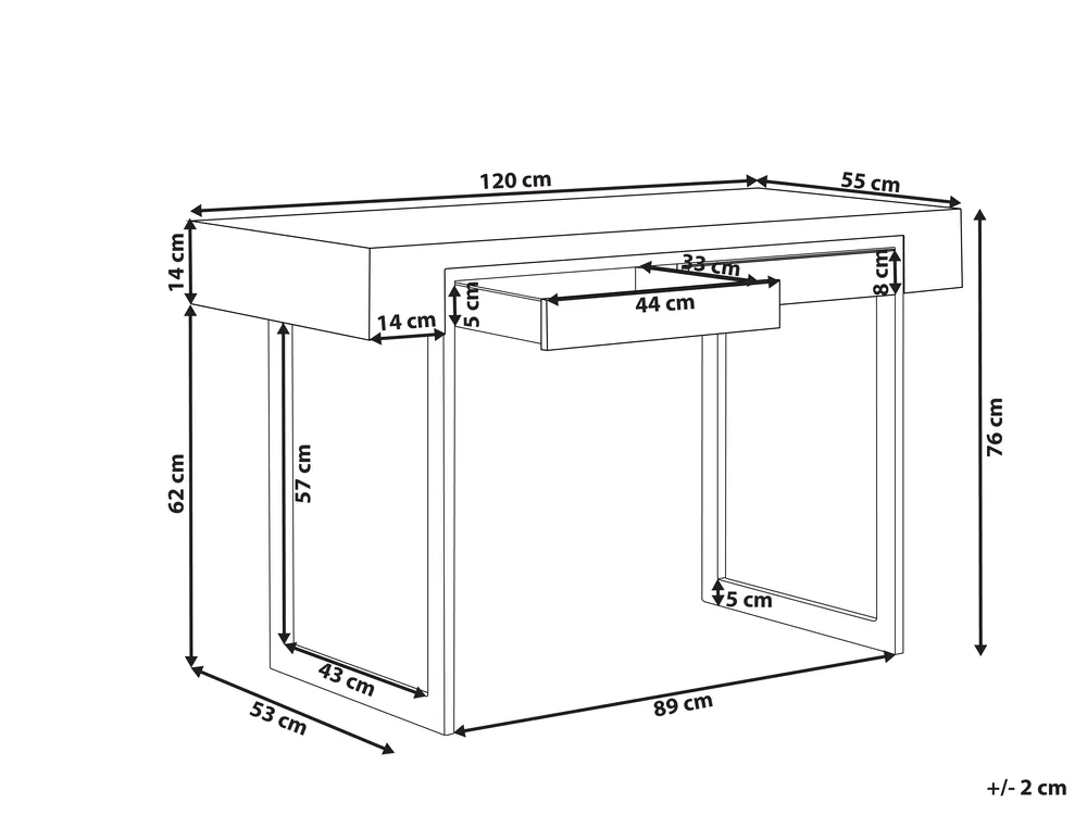 Scrivania VIDA 120 cm 55 cm con contenitore Marrone chiaro_824552