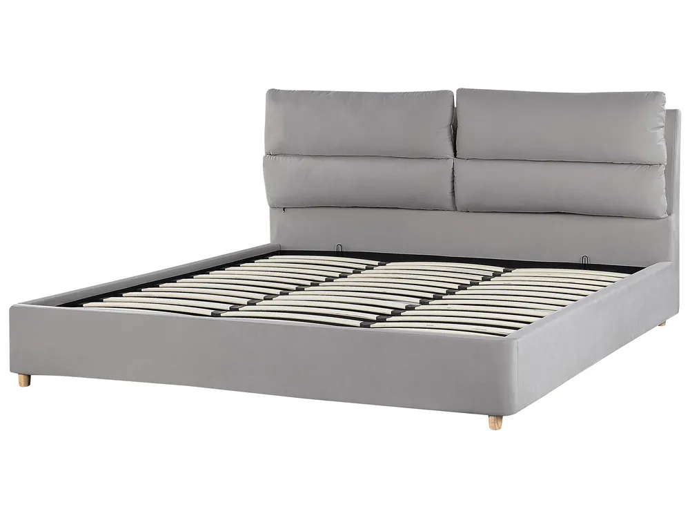 Ottoman Bed BATILLY Velvet Light Grey 180 x 200 cm (EU Super King)_830203