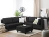 Right Hand 5 Seater Modular Fabric Corner Sofa with Ottoman Black FEVIK_833852