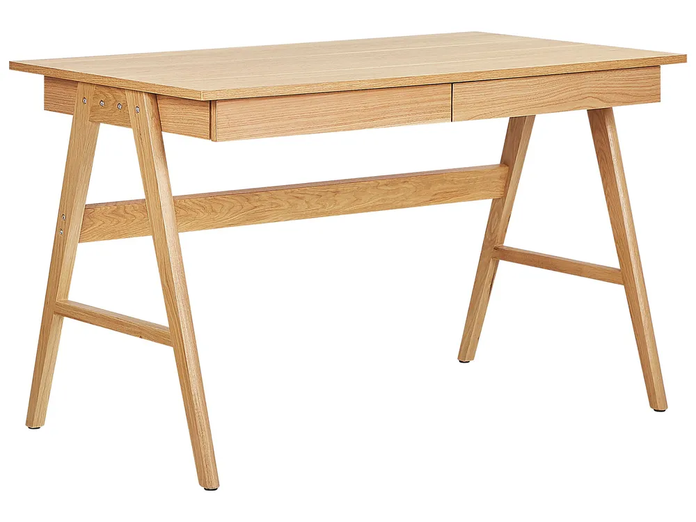 Bureau Bois Chêne Clair Style Scandinave - 120 Cm - Avec 1 Tiroir