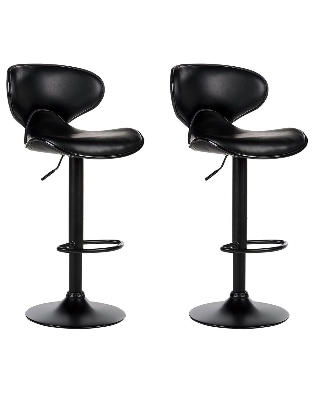Lot de 2 chaises de bar CONWAY Cuir PU Noir
