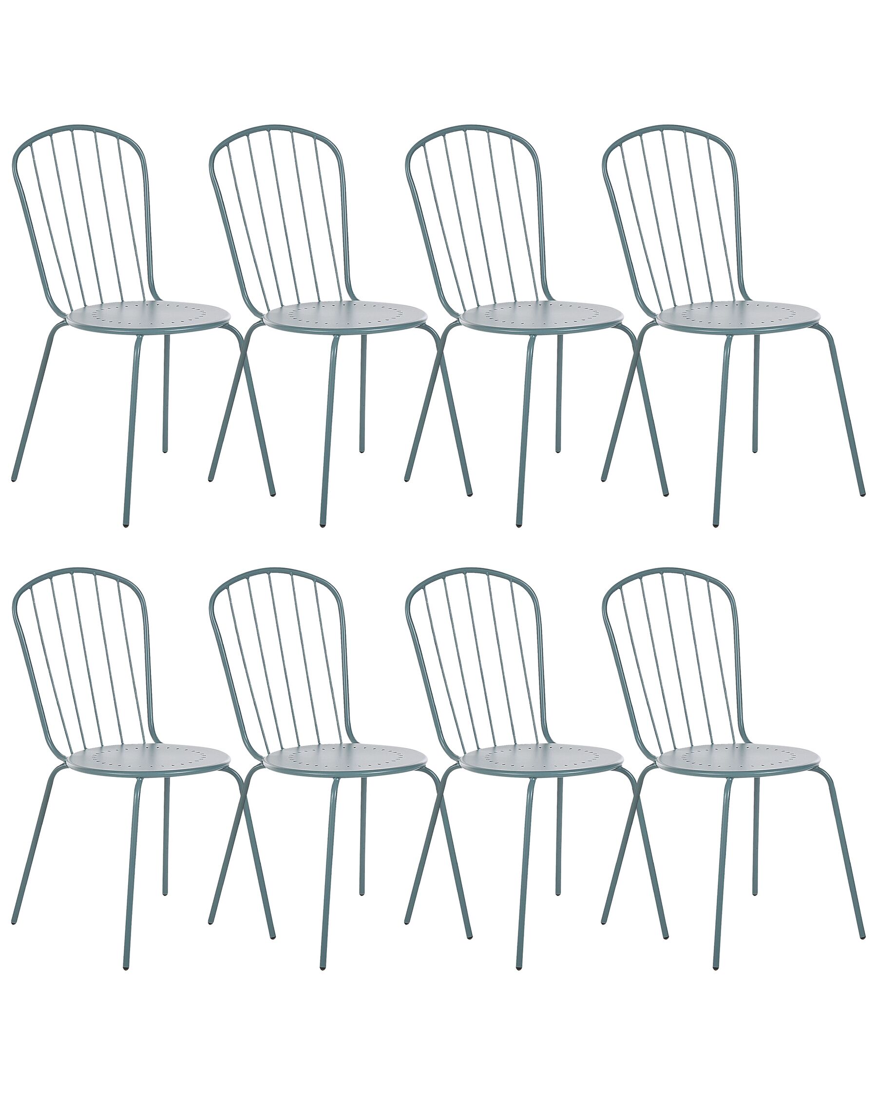 Set of 8 Metal Garden Chairs Light Blue CALVI_815616