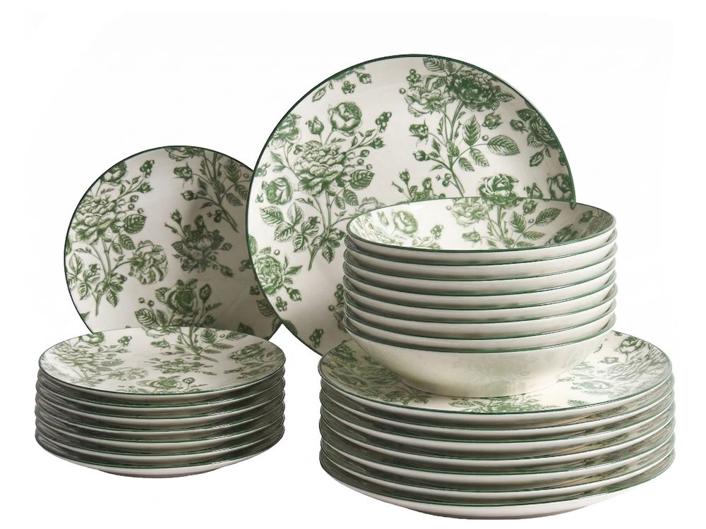 Zastawa stołowa 24-częściowa BASIL Porcelana Zielony