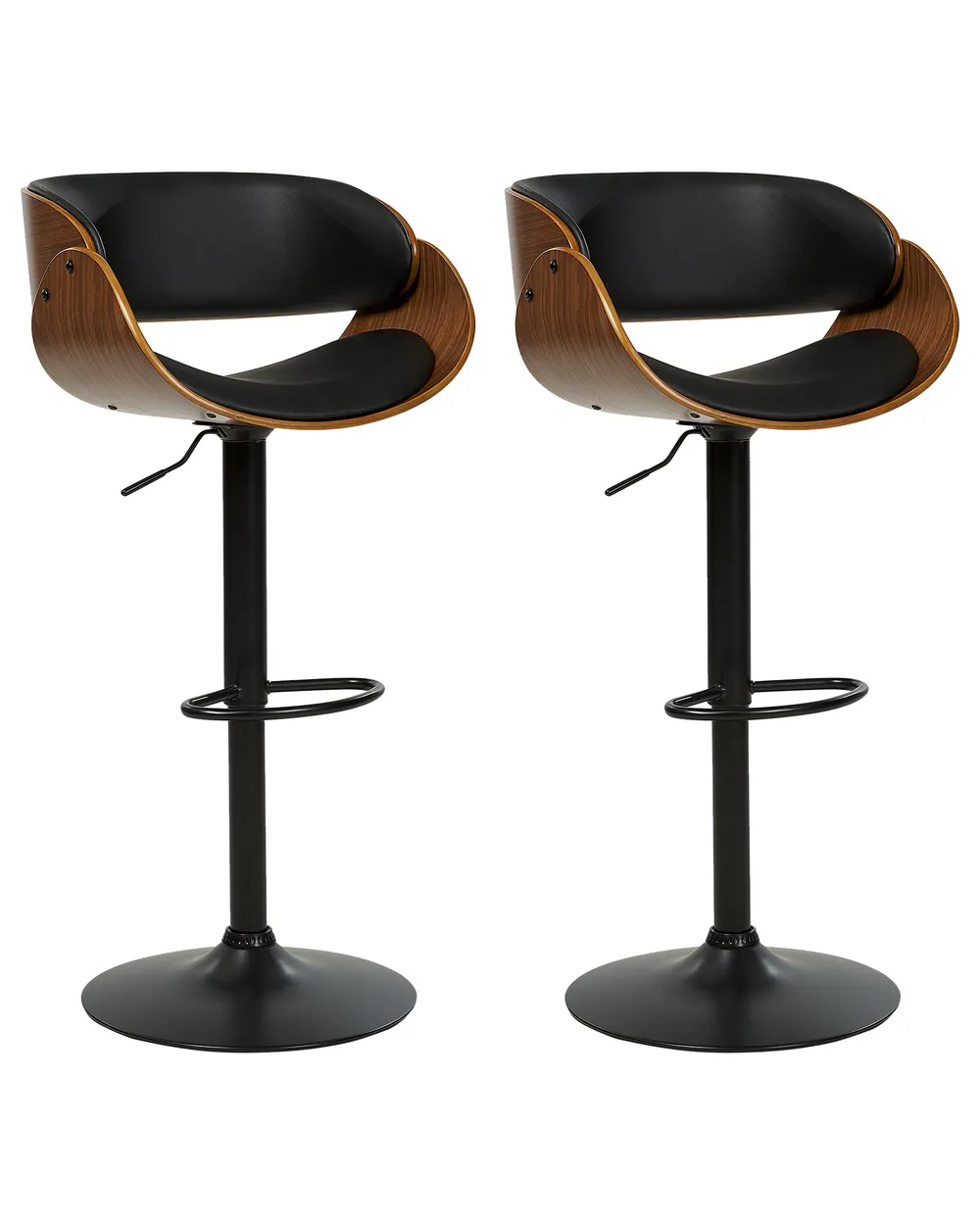 Set of Bar Chairs BAKU II Faux Leather Swivel Black