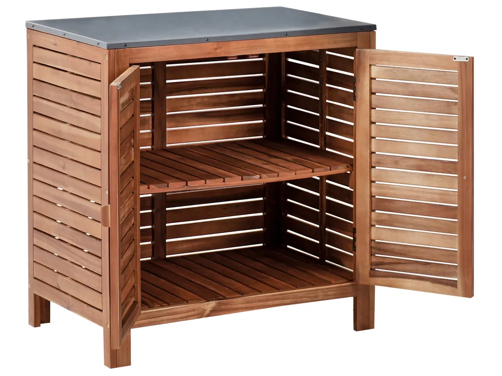 3 Piece Outdoor Kitchen Set with Sink BRUCOLI Brown/ Silver Acacia Wood_1002060