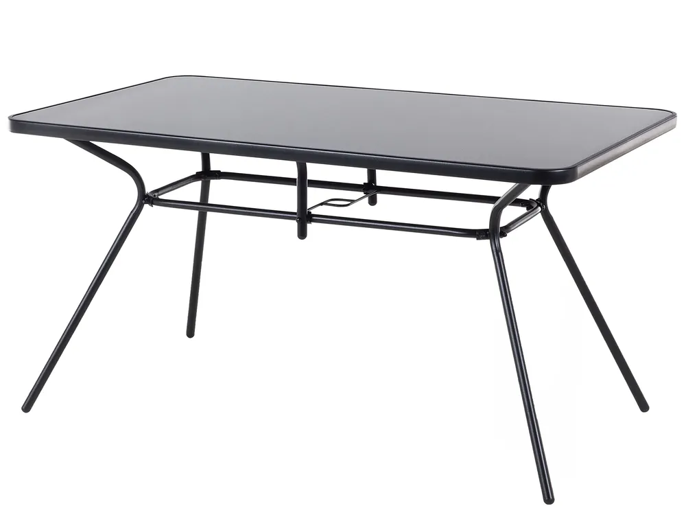 Stół ogrodowy LIVO 140 cm 80 cm Szkło Czarny_679101