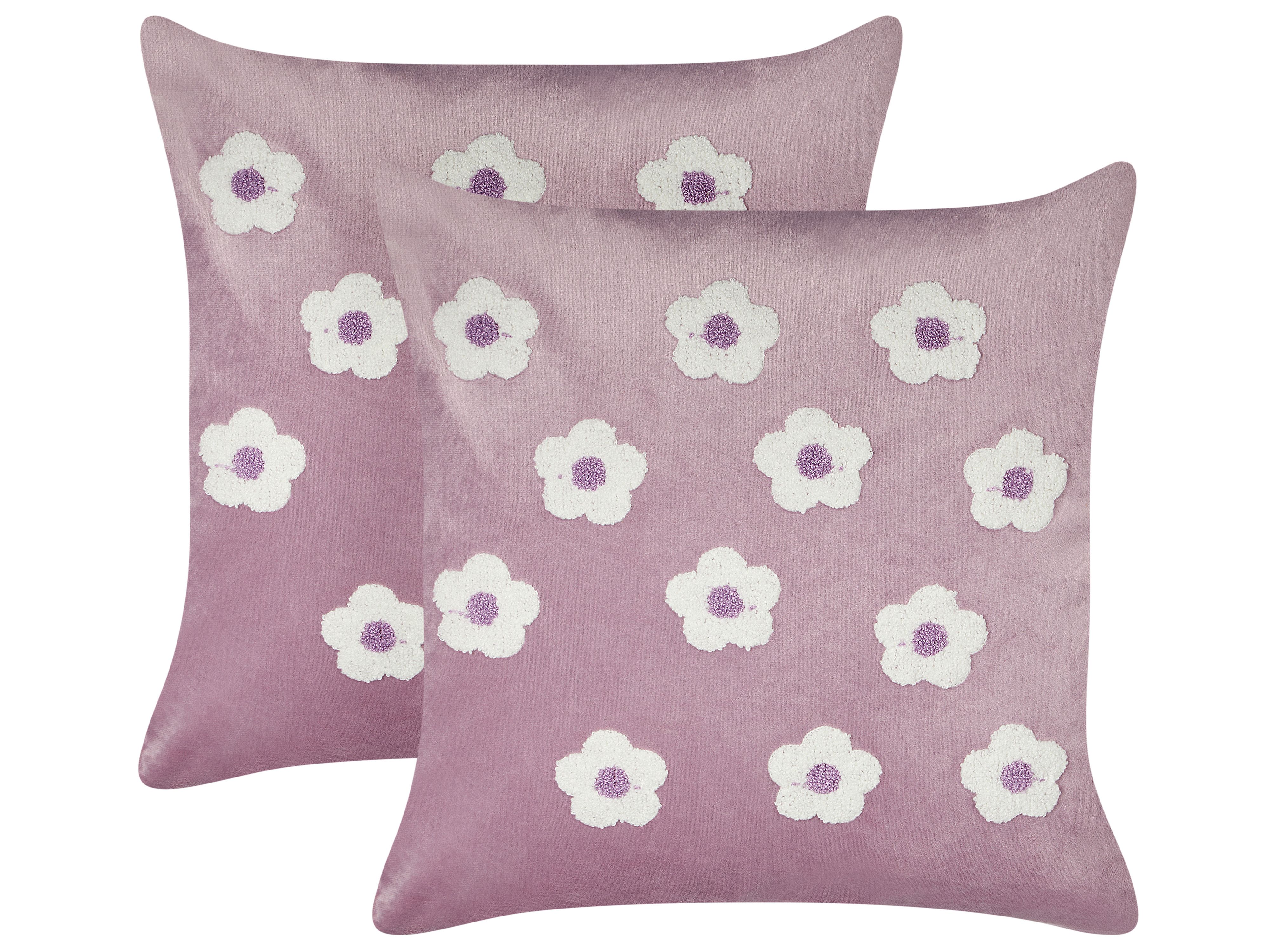 Set of 2 Decorative Cushions ECHINACEA 45 x 45 cm Velvet Violet_1183058