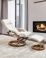 Massage Chair HERO with Footstool Fabric Light Beige_964730