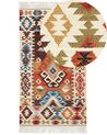 Kelim Teppich Wolle mehrfarbig 80 x 150 cm geometrisches Muster Kurzflor VOSKETAP_859352
