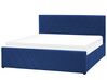 Sametová postel s úložným prostorem 160 x 200 cm modrá ROCHEFORT_857369