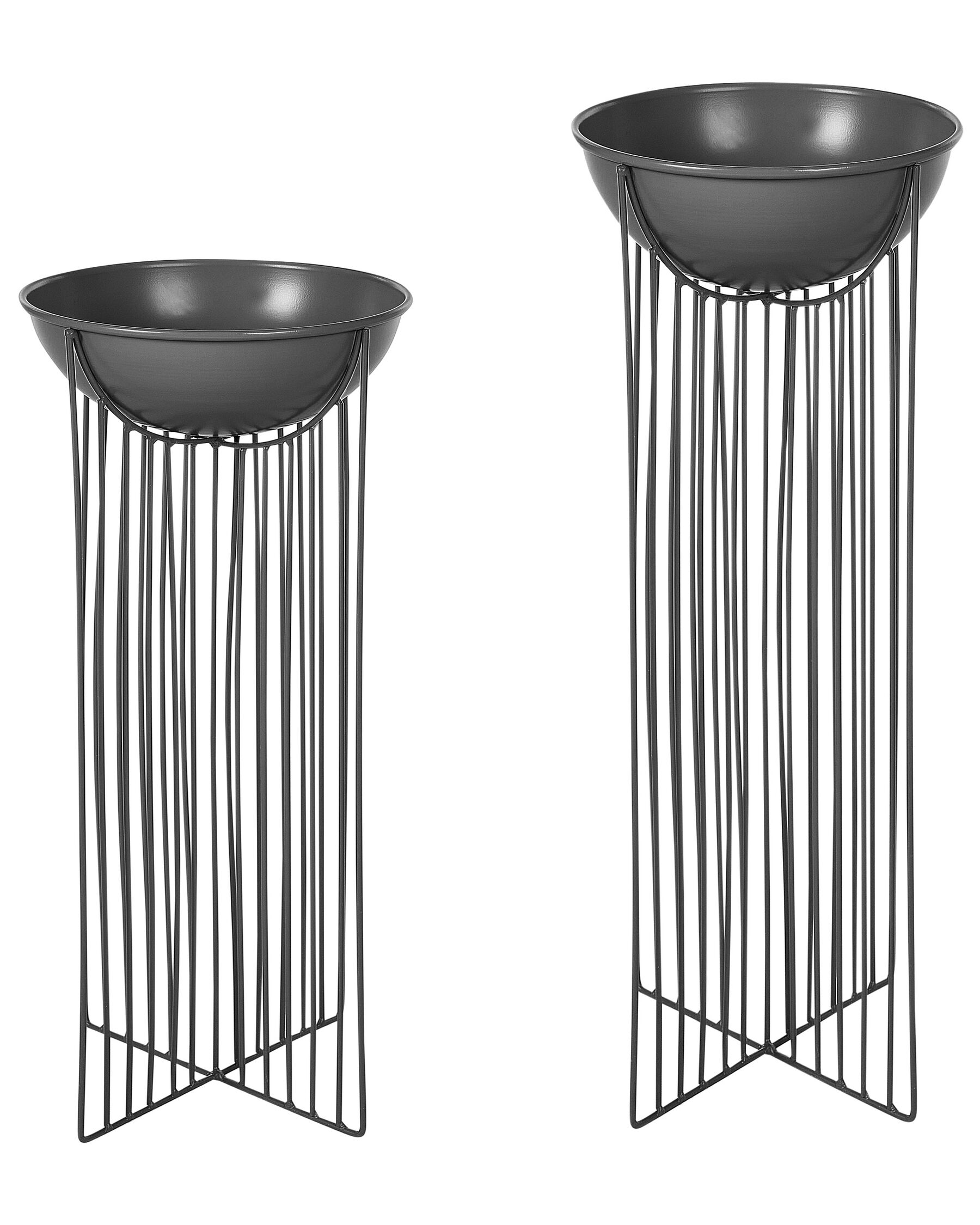 Set of 2 Metal Plant Pot Stands Black FICARIA_933792