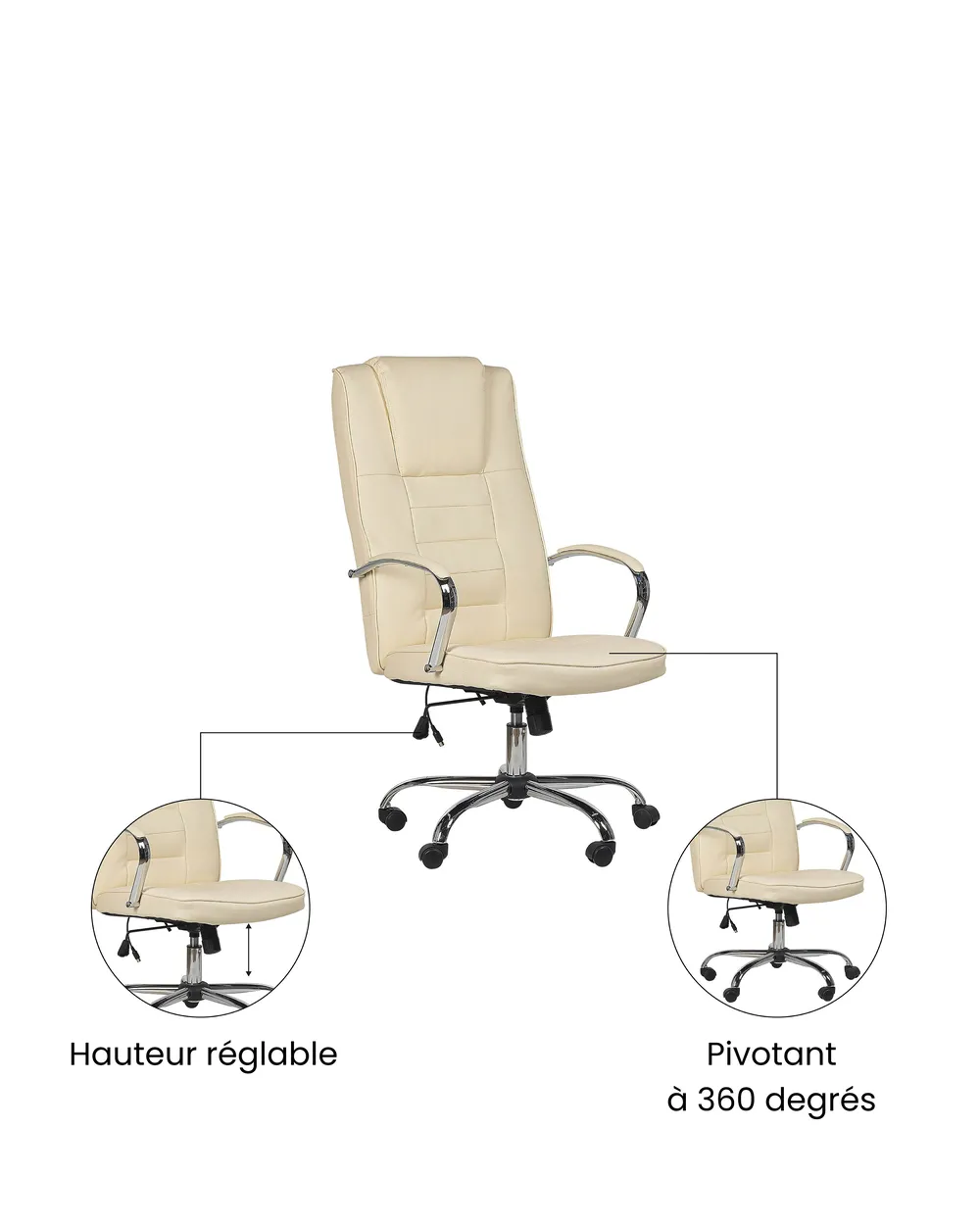 Fauteuil massant avec fonction chauffante GRANDEUR Cuir PU Beige_1071334