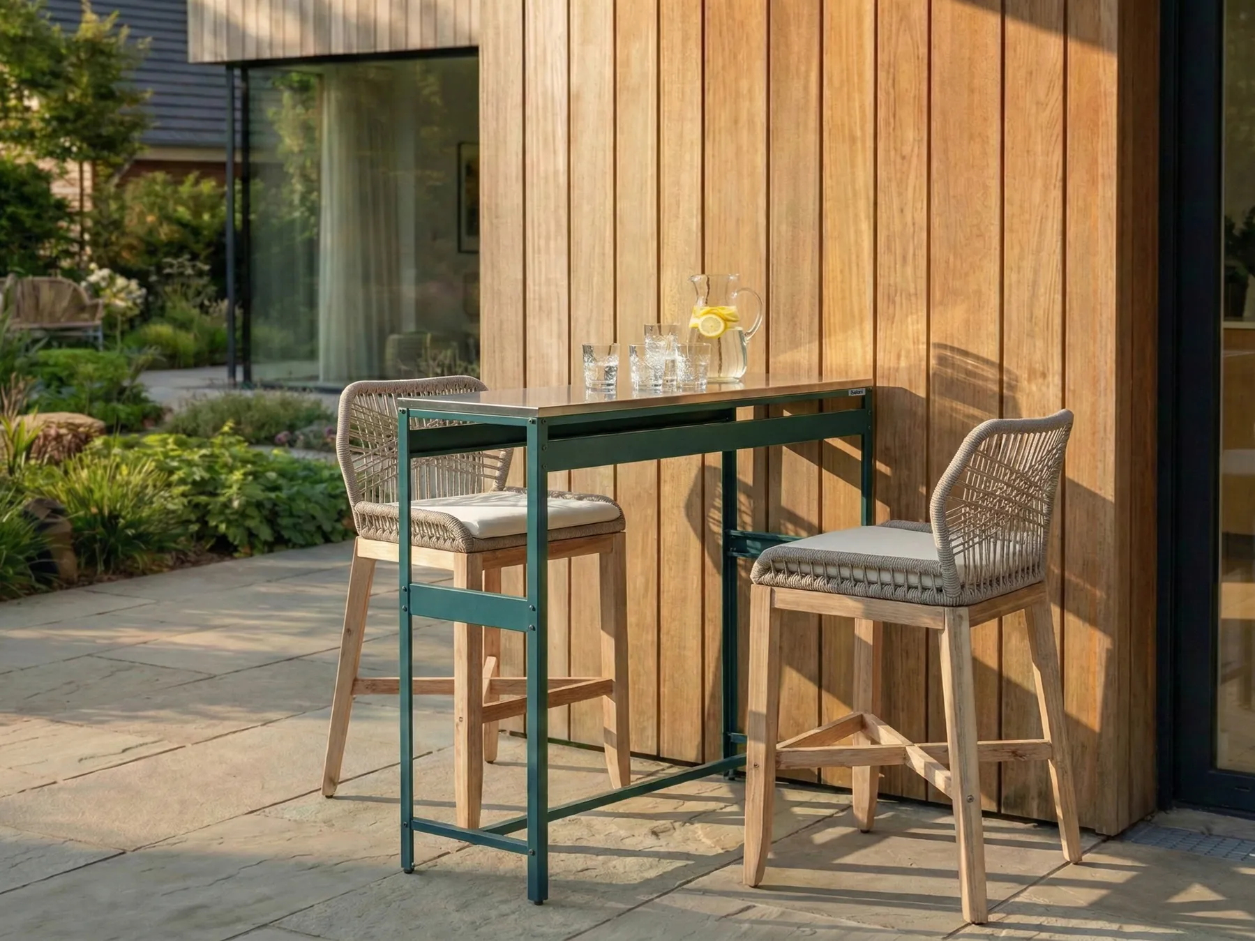 Outdoor Bar Table MAENZA 120 cm 40 cm Metal Green_1045126