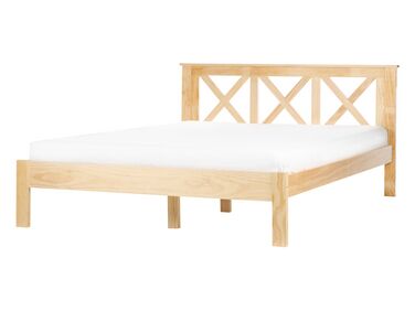 Cama de casal em madeira clara 140 x 200 cm TANNAY