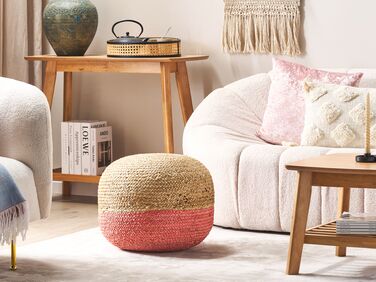 Jute Pouffe 50 x 40 cm Pink DUKI