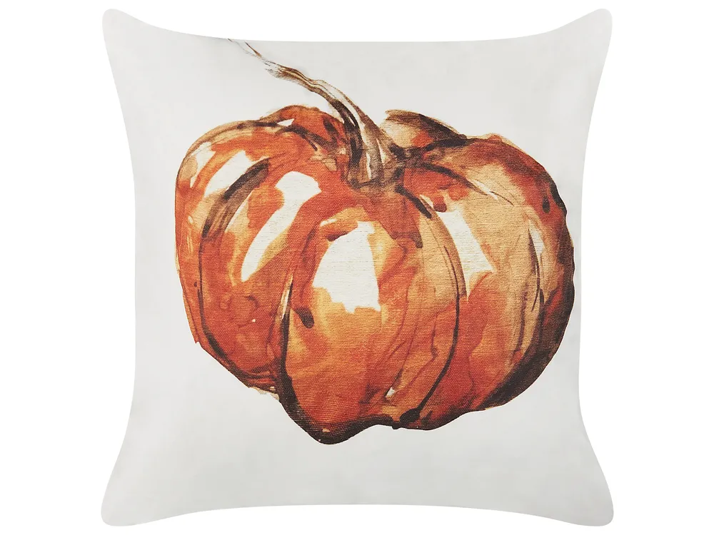 Poduszka dekoracyjna CURBITA 45 x 45 cm Welur Beżowy Wzór roślinny