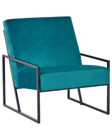 Fauteuil fluweel groen/blauw DELARY