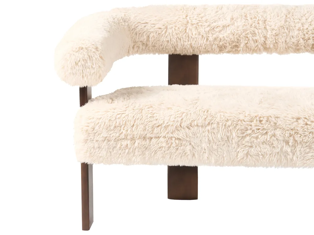 Sofa 2 Seater ILBRO Faux Fur Off-White/ Dark Brown_1057627