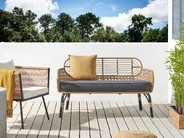 Ławka ogrodowa z poduchą PRATELLO 122 cm Technorattan Naturalny_856982