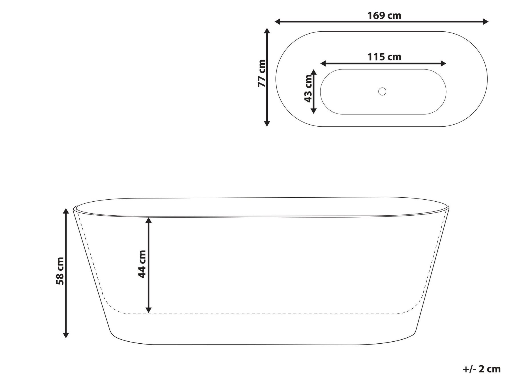 Freestanding Bathtub POTOSI 1690 x 770 mm White_1071232