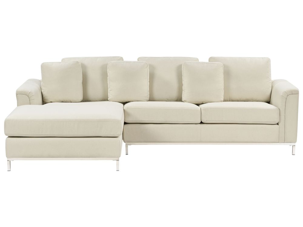 Divano angolare 4 posti OSLO Tessuto Beige Lato destro