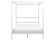 Four Poster Bed Metal LESTARDS 140 x 200 cm (EU Double) Light Beige_1165378