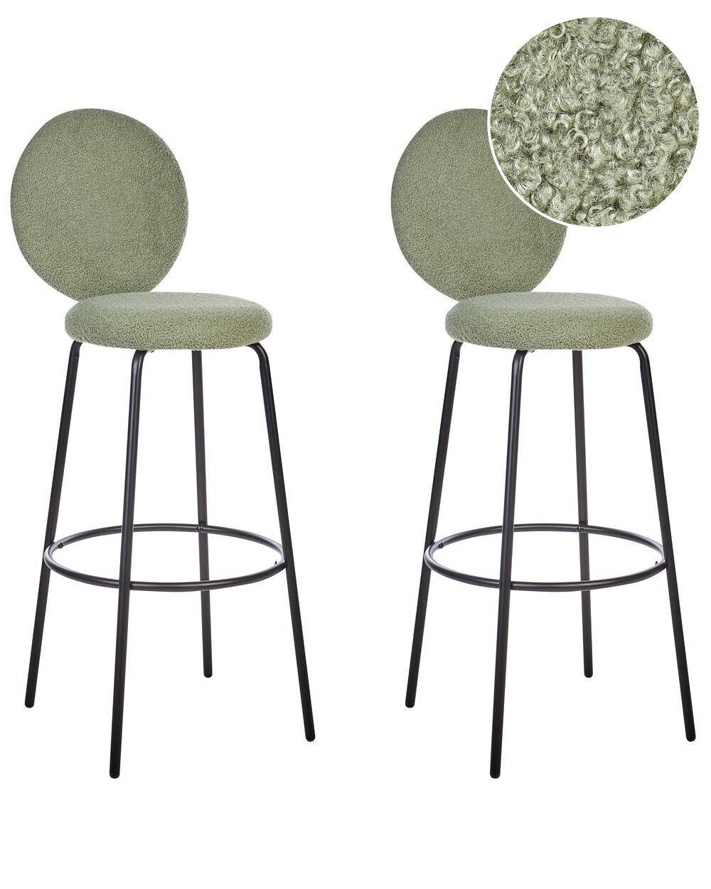 Set di 2 sedie alte EMERY Bouclé Verde chiaro