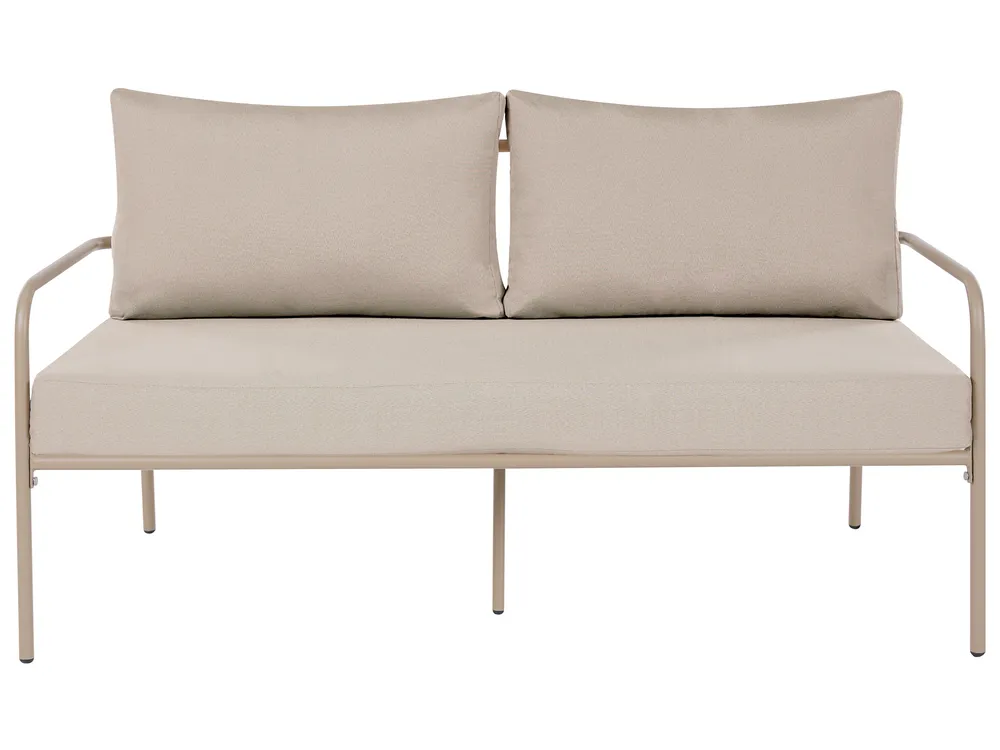 Garden Lounge Set with Table 4 Seater NESSO Metal Light Beige_1082950