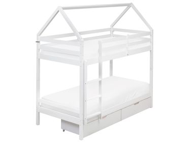 Køyeseng Med Gardiner Blå 90X190 Cm Heltre Furu