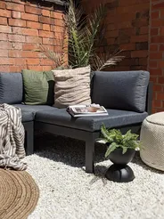 Set di divani angolari da giardino 5 posti MESSINA Metallo Nero Lato Sinistro_810286