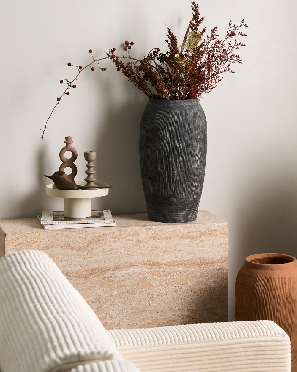 Blumenvase ARGINO 50 cm Grau