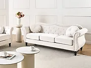 Sofa dla 3 osób SKIEN Welur Jasnobeżowy_1170448