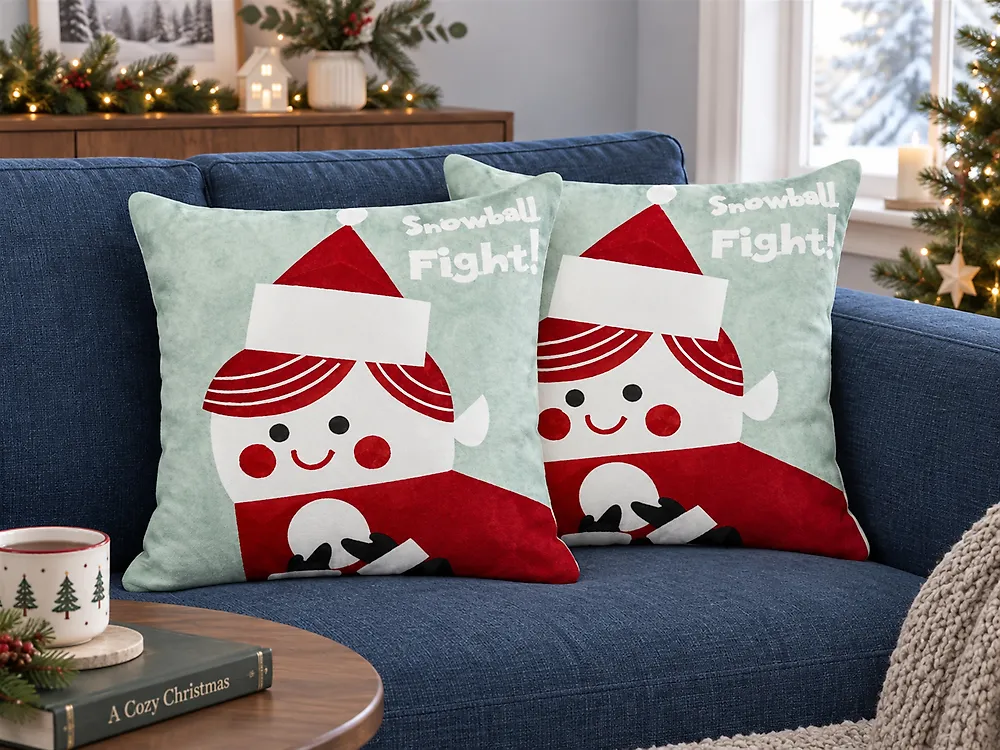 Set of 2 Decorative Cushions PUDDING 45 x 45 cm Cotton Red_1185407