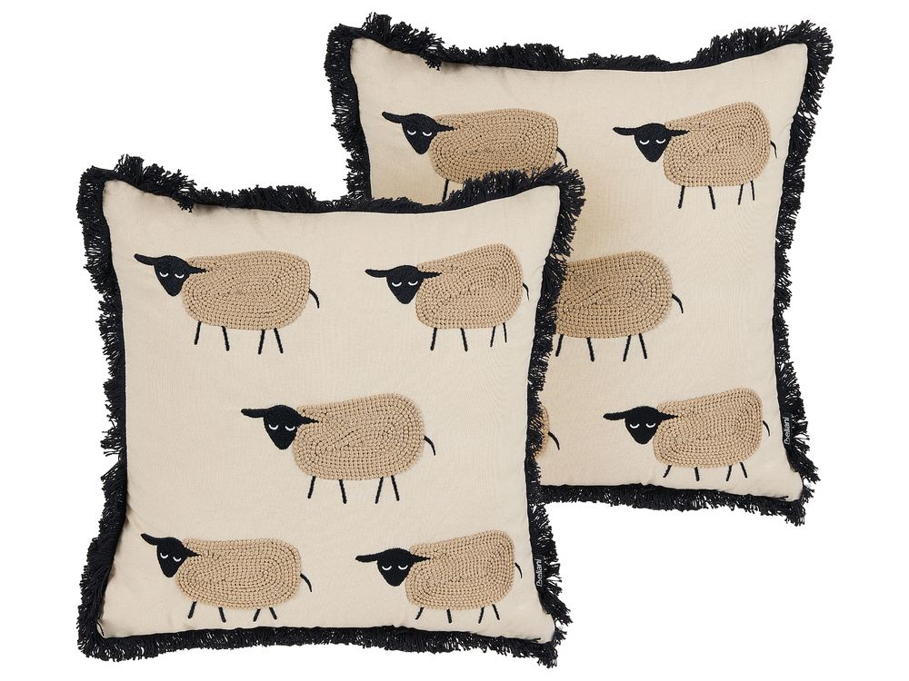 Zestaw 2 poduszek dekoracyjnych BANNU 45 x 45 cm Boucle Beżowy