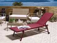 Sun Lounger PORTOFINO Reclining Metal Burgundy_828451