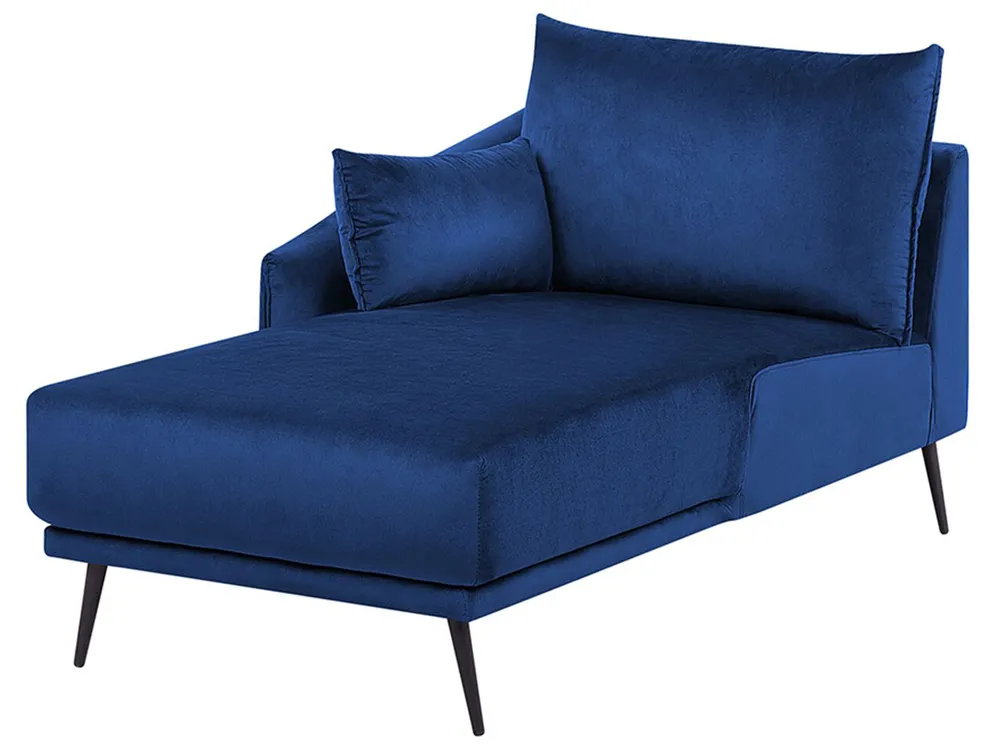 Beliani Divano Letto a 3 Posti in Tessuto Blu Navy Senza Braccioli con Bottoni