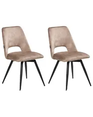 Set di 2 sedie da pranzo HALLETT Velluto Beige_1041304