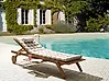 Sun Lounger with Cushion CESANA PREMIUM Reclining Acacia Wood Light Beige