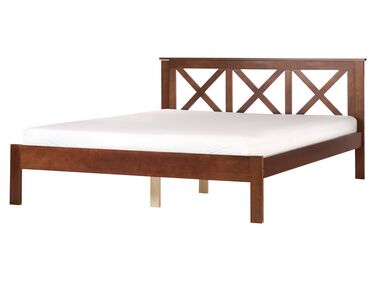 Cama de casal em madeira escura 160 x 200 cm TANNAY